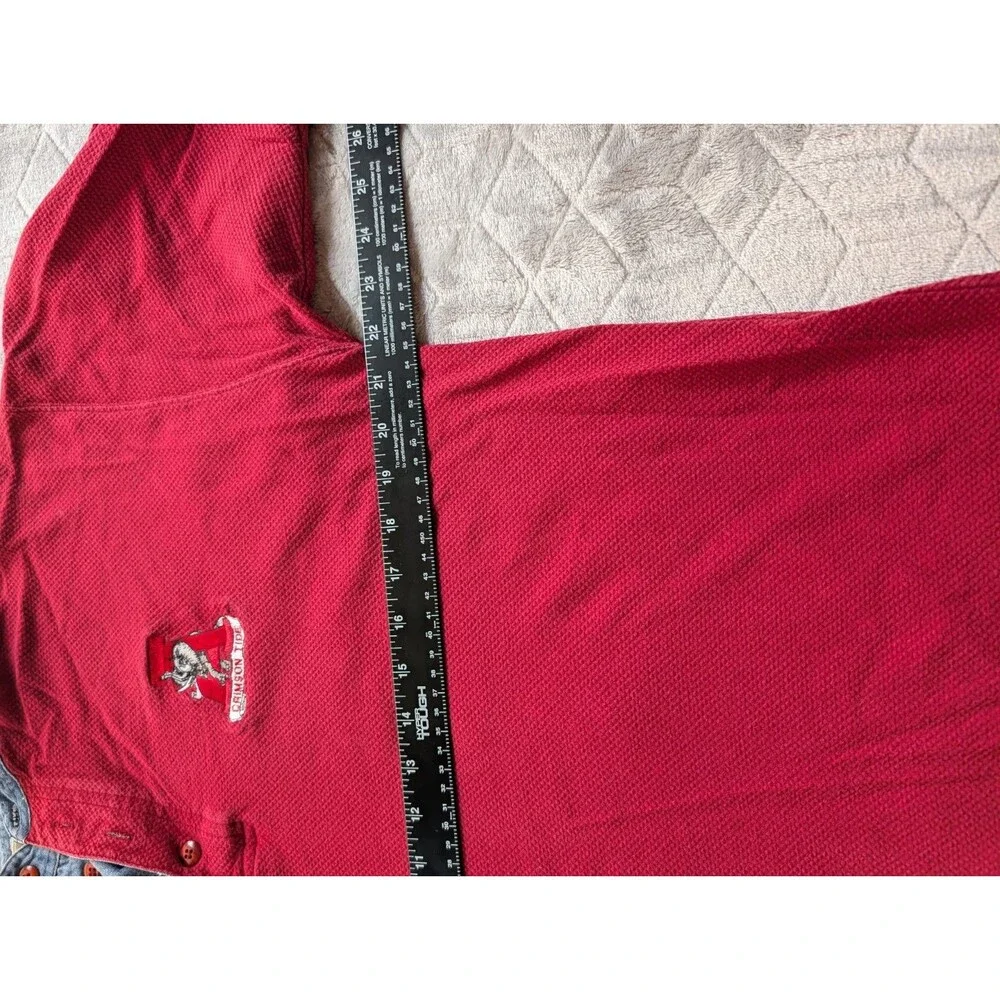 Vintage Roll Tide Football Cross Basics Waffle Knit Henley Large Red And Denim